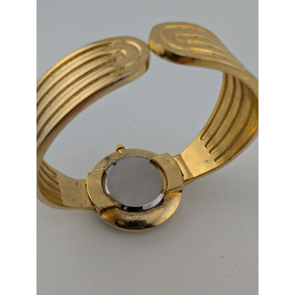 Vintage Pearl Christmas Tree Watch Women 30mm Case Gold Bangle Band- New Battery